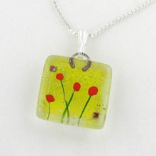Glass Pendant Charm - Admist Poppies