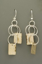 Lacy Sterling Silver Circles with Hammered Gold Filled Tags and 18 inch Box Chain