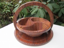 Collapsible Wooden Basket 12 inch Three Compartment