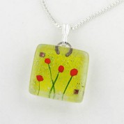 Glass Pendant Charm - Admist Poppies