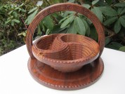 Collapsible Wooden Basket 12 inch Three Compartment